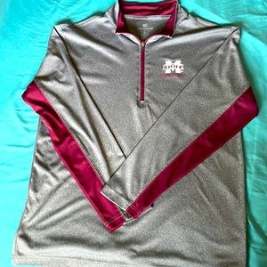 Colosseum L Mens Pullover Long Sleeve Shirt Lightweight Maroon and white